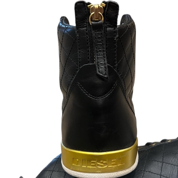 Diesel Diamond  High Top Black Leather Quilted Sneakers SZ 11 main image 13